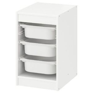 TROFAST Storage combination with boxes, white/white, 34x44x56 cm