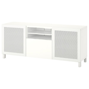 BESTÅ TV bench with drawers, white Mörtviken/Lappviken/Stubbarp white, 180x42x74 cm