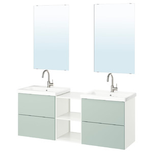 ENHET Bathroom, white/pale grey-green, 164x43x65 cm