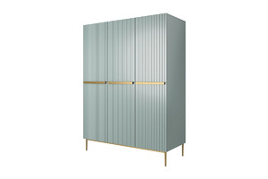Wardrobe Nicole with Drawer Unit 150 cm, sage, gold handles and legs