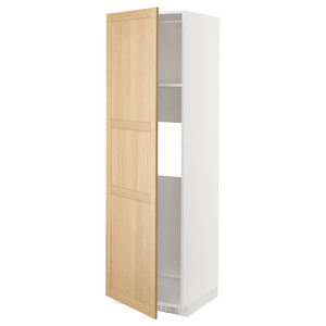 METOD High cab f fridge or freezer w door, white/Forsbacka oak, 60x60x200 cm