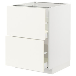 METOD / MAXIMERA Base cb 2 fronts/2 high drawers, white/Vallstena white, 60x60 cm