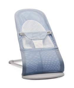 BABYBJORN Bouncer Balance Soft Light grey frame, Mesh, Sky blue/White