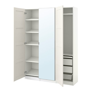 PAX / BERGSBO/ÅHEIM Wardrobe combination, white/mirror glass, 150x38x201 cm