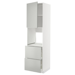 METOD / MAXIMERA Hi cab f ov w dr/2 frnts/2 hi drwrs, white/Havstorp light grey, 60x60x220 cm