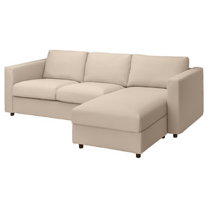 VIMLE 3-seat sofa with chaise longue, Hallarp beige