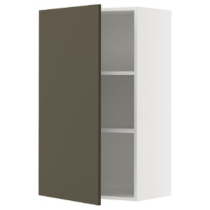 METOD Wall cabinet with shelves, white/Havstorp brown-beige, 60x100 cm