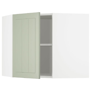 METOD Corner wall cabinet with shelves, white/Stensund light green, 68x60 cm