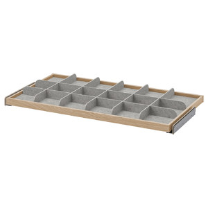 KOMPLEMENT Pull-out tray with divider, white stained oak effect, light grey, 100x58 cm