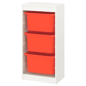 TROFAST Storage combination, white, orange, 46x30x94 cm