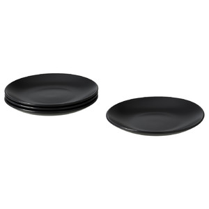 FÄRGKLAR Side plate, matt dark grey, 20 cm, 4 pack