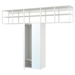 PLATSA Wardrobe with 2 doors, white/STRAUMEN mirror glass, 320x42x241 cm
