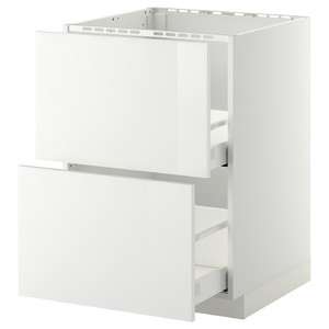 METOD/MAXIMERA Base cab f sink+2 fronts/2 drawers, white-white, 60x60 cm