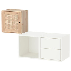 EKET / VÄLJARE Wall-mounted storage combination, white/pine, 105x35x70 cm