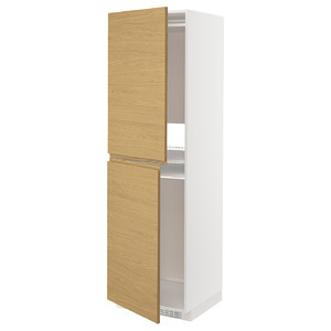 METOD High cabinet for fridge/freezer, white/Voxtorp oak effect, 60x60x200 cm