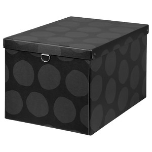 NIMM Storage box with lid, spotted grey, 35x50x30 cm