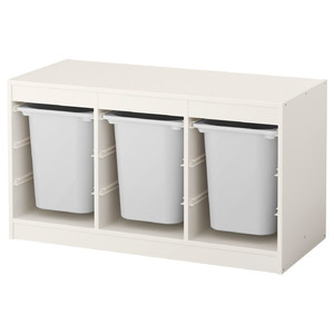TROFAST Storage combination with boxes, white, white, 99x44x56 cm
