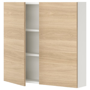 ENHET Wall cb w 2 shlvs/doors, white, oak effect, 80x15x75 cm