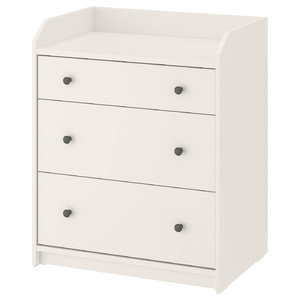 HAUGA Chest of 3 drawers, white, 70x84 cm