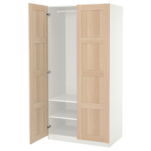 PAX / BERGSBO Wardrobe, white/white stained oak effect, 100x60x201 cm