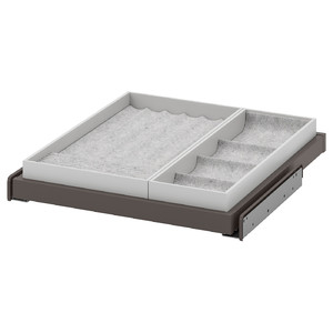 KOMPLEMENT Pull-out tray with insert, dark grey/light grey, 50x58 cm