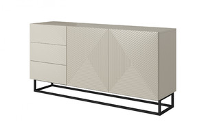 Cabinet with Doors & Drawers Asha 167cm, cashmere/black