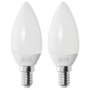 SOLHETTA LED bulb E14 250 lumen, chandelier/opal white, 2 pack