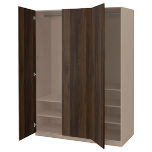 PAX / STORKLINTA Wardrobe combination, grey-beige/dark brown stained oak effect, 150x60x201 cm