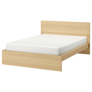 MALM Bed frame, high, white stained oak effect, Lönset, 180x200 cm