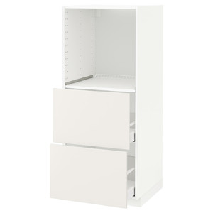 METOD / MAXIMERA High cabinet w 2 drawers for oven, white, Veddinge white, 60x60x140 cm