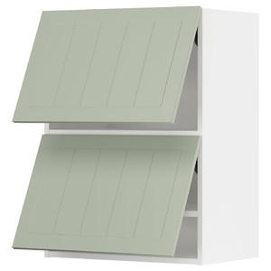 METOD Wall cab horizo 2 doors w push-open, white/Stensund light green, 60x80 cm