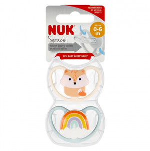 NUK Soother Pacifier Space 0-6m, cat/hedgehog