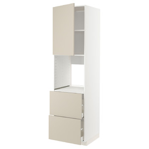 METOD / MAXIMERA Hi cab f ov w dr/2 frnts/2 hi drwrs, white/Havstorp beige, 60x60x220 cm