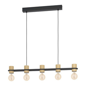 Pendant Lamp Chieveley 5 x E27, black-wood