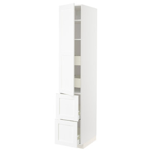 METOD / MAXIMERA Hi cab w shlvs/4 drawers/dr/2 frnts, white Enköping/white wood effect, 40x60x220 cm