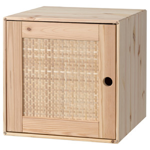 VÄLJARE Cabinet with door, pine/woven poplar, 35x35x35 cm