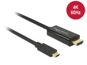 Delock Cable USB Type-C™ male > HDMI male (DP Alt Mode) 4K 60 Hz 2m, black