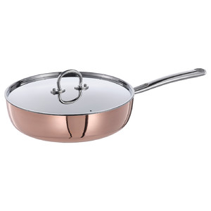 FINMAT Sauté pan with lid, copper/stainless steel, 25 cm