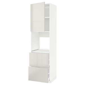 METOD / MAXIMERA Hi cab f ov w dr/2 frnts/2 hi drwrs, white/Ringhult light grey, 60x60x220 cm