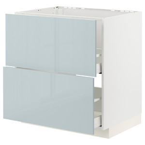 METOD / MAXIMERA Base cab f sink+2 fronts/2 drawers, white/Kallarp light grey-blue, 80x60 cm