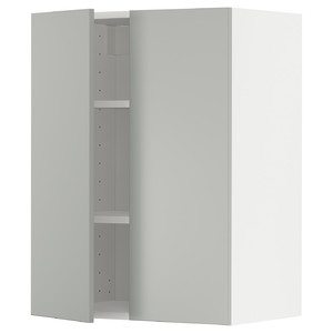 METOD Wall cabinet with shelves/2 doors, white/Havstorp light grey, 60x80 cm