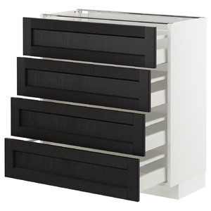 METOD/MAXIMERA Base cab 4 frnts/4 drawers, white/Lerhyttan black stained, 80x39.5x88 cm