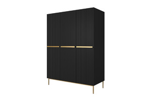 Wardrobe Nicole 150 cm, matt black, gold handles and legs