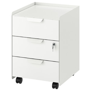 TROTTEN Drawer unit w 3 drawers on castors, white