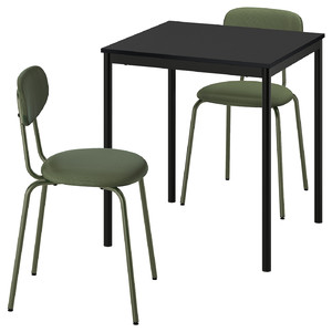 SANDSBERG / ÖSTANÖ Table and 2 chairs, black black/Remmarn deep green, 67 cm