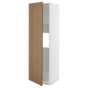 METOD High cab f fridge or freezer w door, white/Tistorp brown walnut effect, 60x60x200 cm