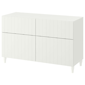 BESTÅ Storage combination w doors/drawers, white, Sutterviken/Kabbarp white, 120x42x74 cm