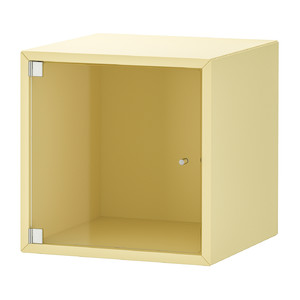 EKET Wall cabinet with glass door, pale yellow, 35x35x35 cm