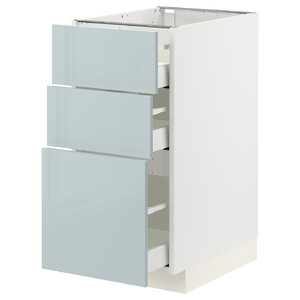 METOD / MAXIMERA Base cabinet with 3 drawers, white/Kallarp light grey-blue, 40x60 cm