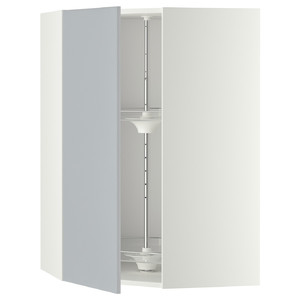 METOD Corner wall cabinet with carousel, white/Veddinge grey, 68x100 cm